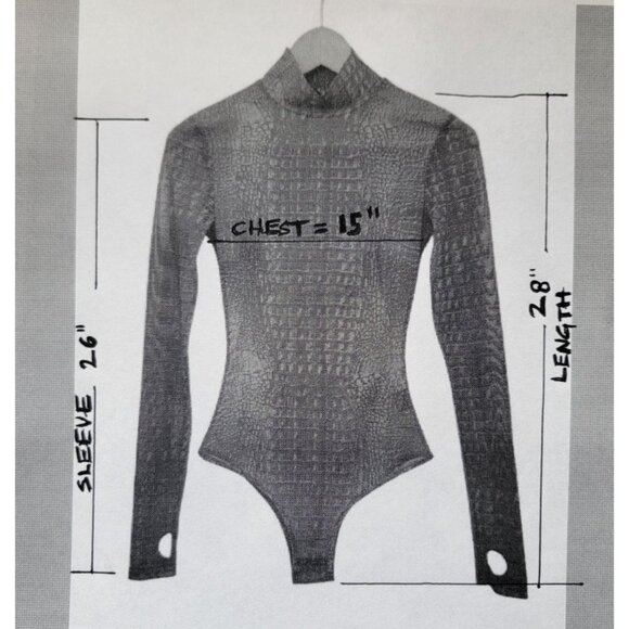 I.AM.GIA Kenzie Crocodile Print Long Sleeve Bodysuit With Thumbholes Women's XS - Picture 9 of 9